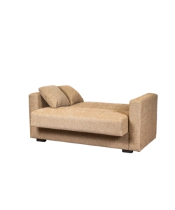 Divano letto "nora" 2 posti in tessuto beige, 155x80x87 cm